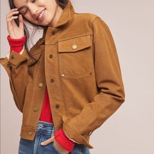 Anthropologie Frye Suede Trucker Jacket